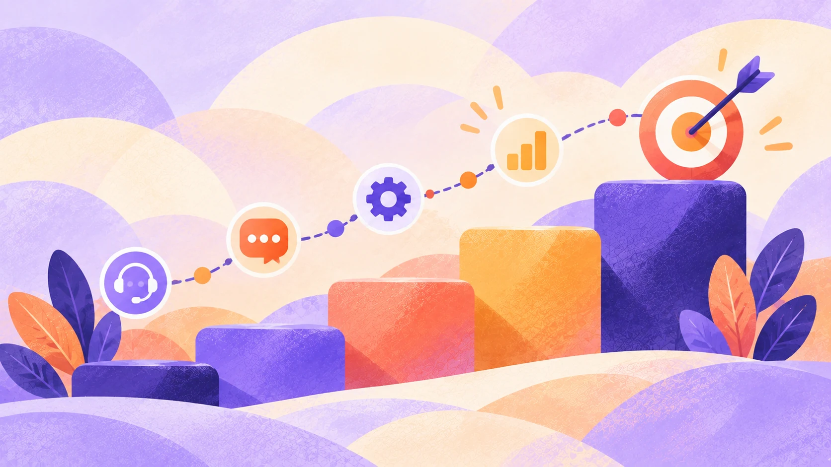 Illustration of progress, teamwork and business growth
