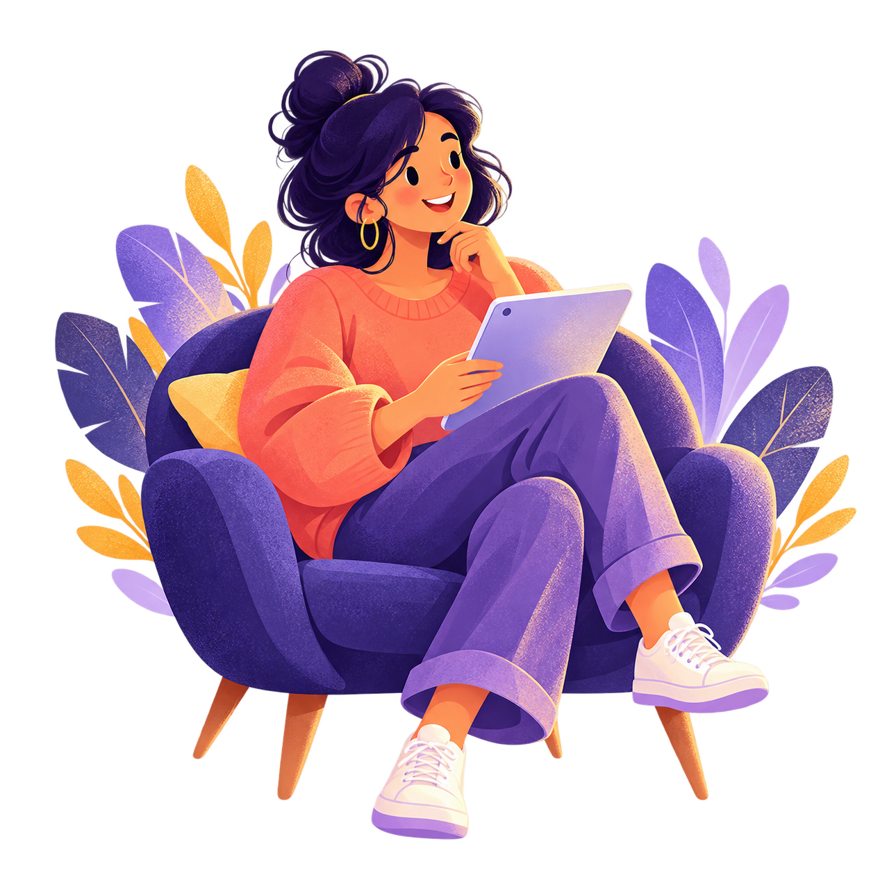 Illustration of a professional reading a tablet